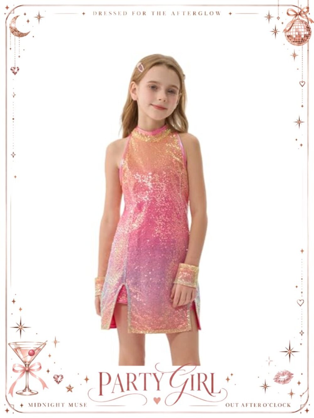Girls Sequin Dance Costume Sparkle Dress & Shorts Hip Hop Jazz